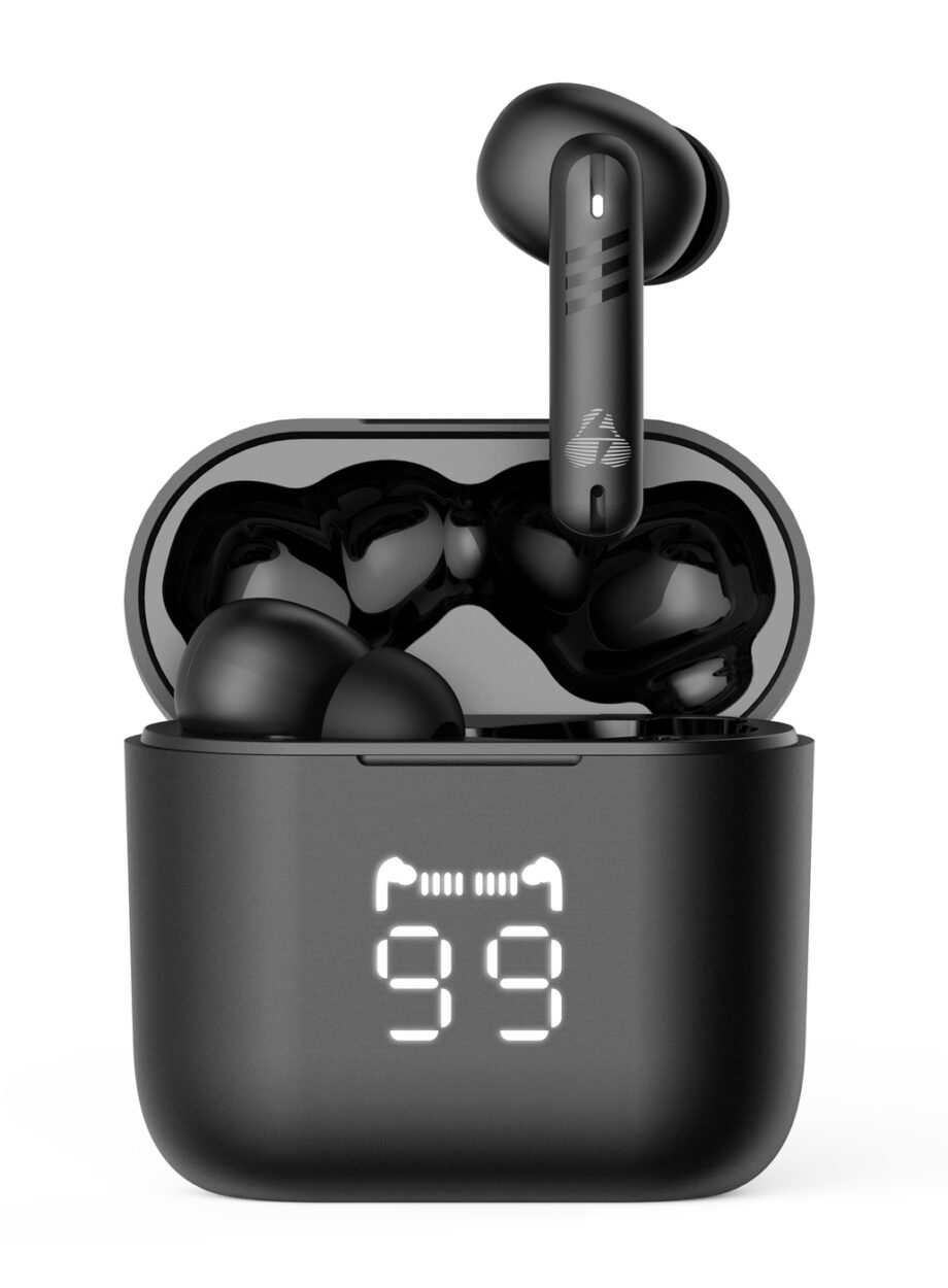 POWERTECH earphones με θήκη φόρτισης PT-1227, TWS, ENC, 30/480mAh, μαύρα