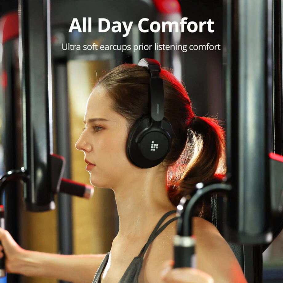 TRONSMART headphones Sounfii Q20S, ασύρματα & ενσύρματα, Hybrid ANC, Φ40mm, 500mAh, μαύρα