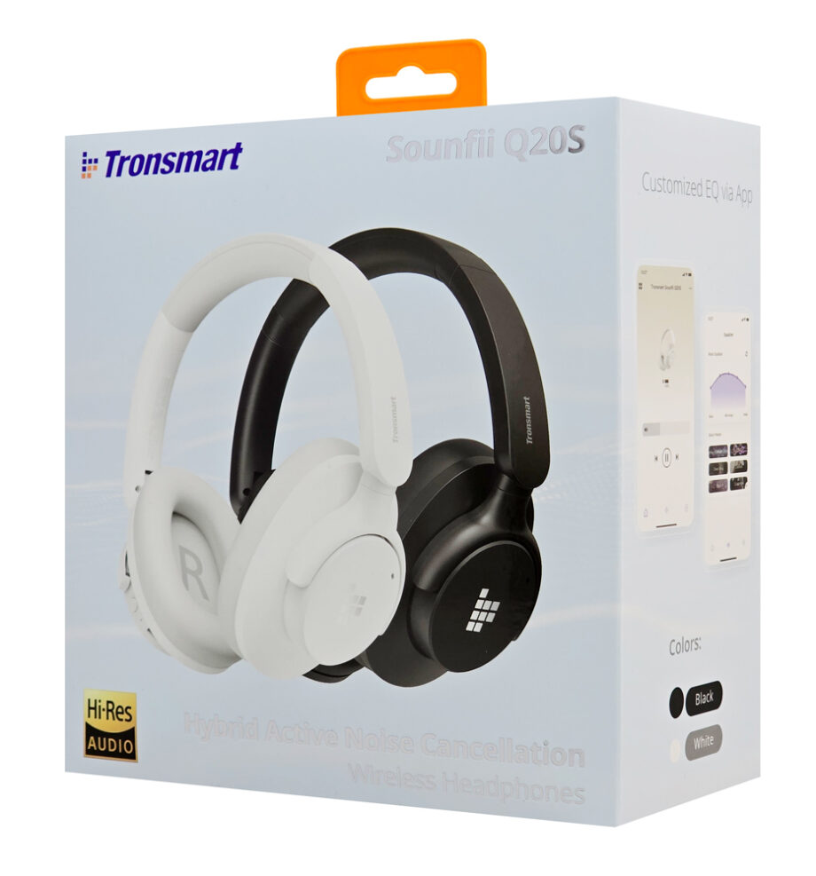 TRONSMART headphones Sounfii Q20S, ασύρματα & ενσύρματα, Hybrid ANC, Φ40mm, 500mAh, μαύρα